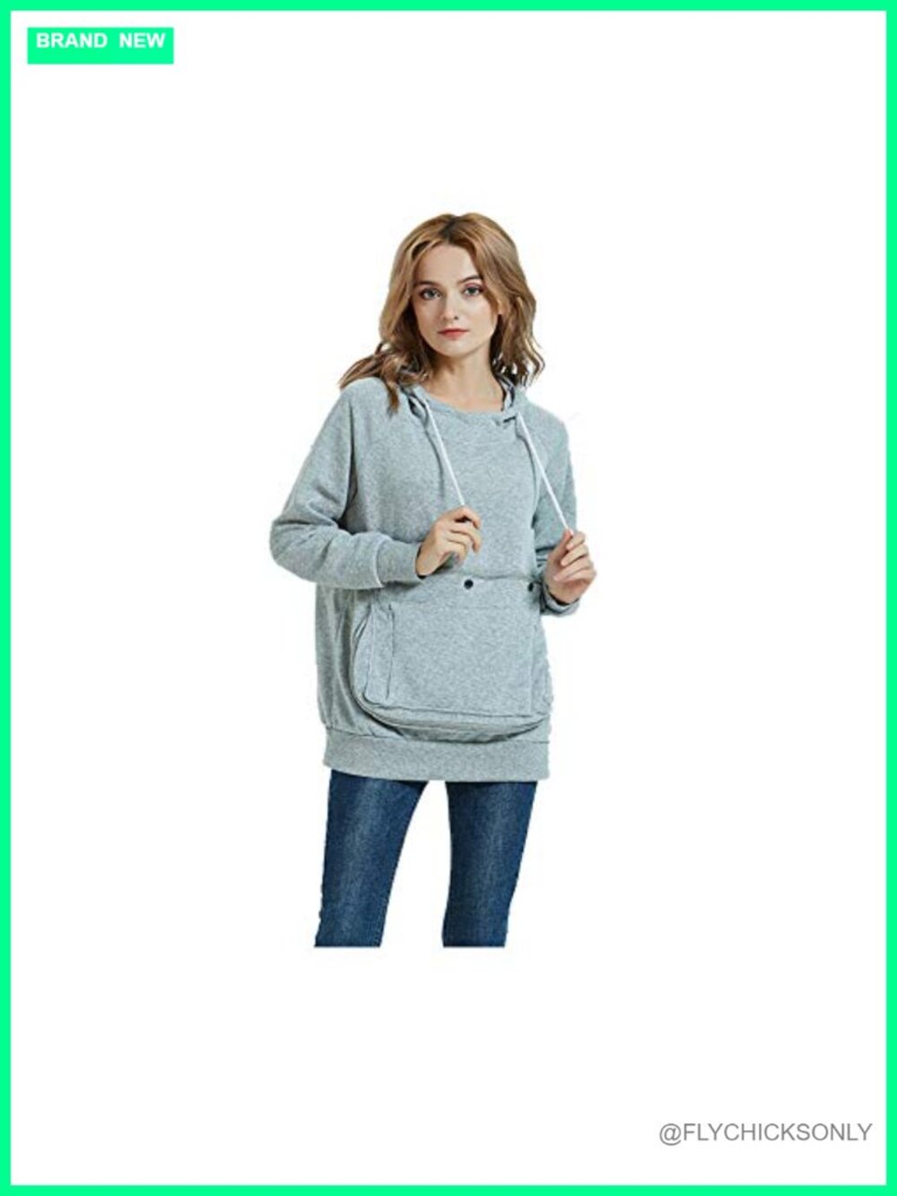 Womens Pet Pouch Hoodie Long Sleeve Fleece Kangaroo Pocket Carrier Sweatshirt